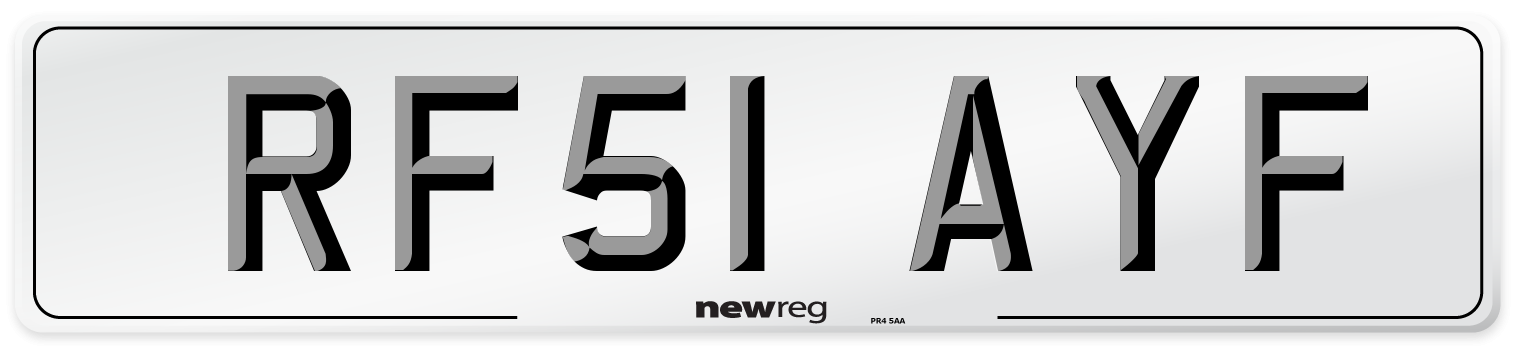 RF51 AYF Number Plate from New Reg